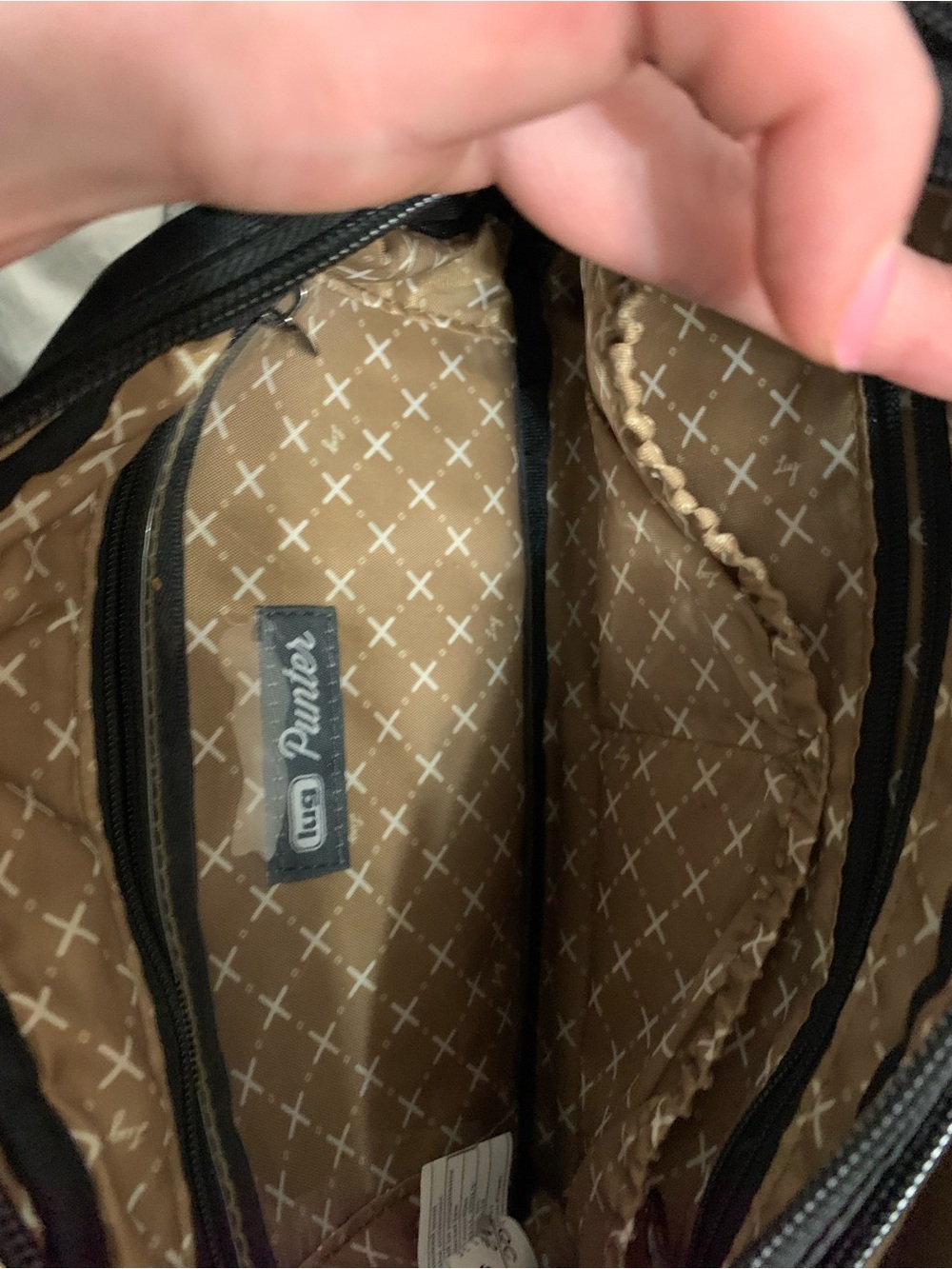 lug Black Crossbody Bag with Rose Gold Glitter Base punter - Picture 4 of 7